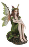 Sitting Pretty Tribal Elf Pixie Earth Fairy in Green Foliage Dress Figurine