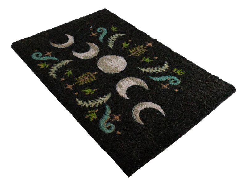 Dark Forest Moon Phase Wiccan Black Coir Coconut Fiber Floor Mat Doormat