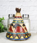 Southwestern Indian Teepee Hut Buffalo Stampede Salt And Pepper Shakers Holder