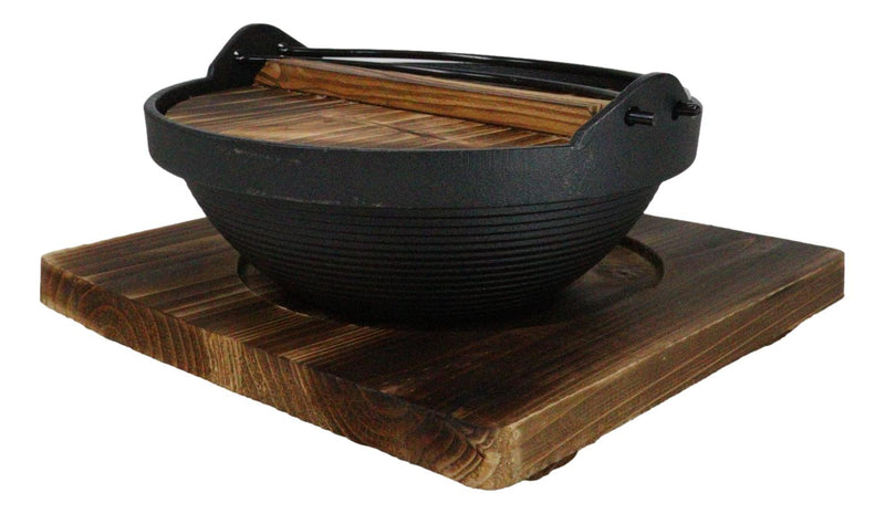 Cast Iron Japanese Sukiyaki Shabu Nabe Personal Cooking Hot Pot With Trivet 8"D