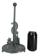 Cast Iron Marine Seahorse With Scroll Pattern Base Kitchen Paper Towel Holder