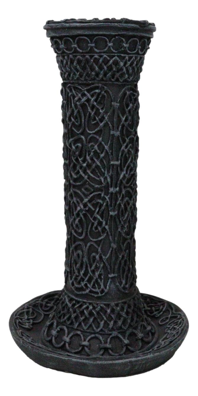 Wicca Celtic Knotwork Sacred Symbols Dark Art Taper Candle Holder Figurine