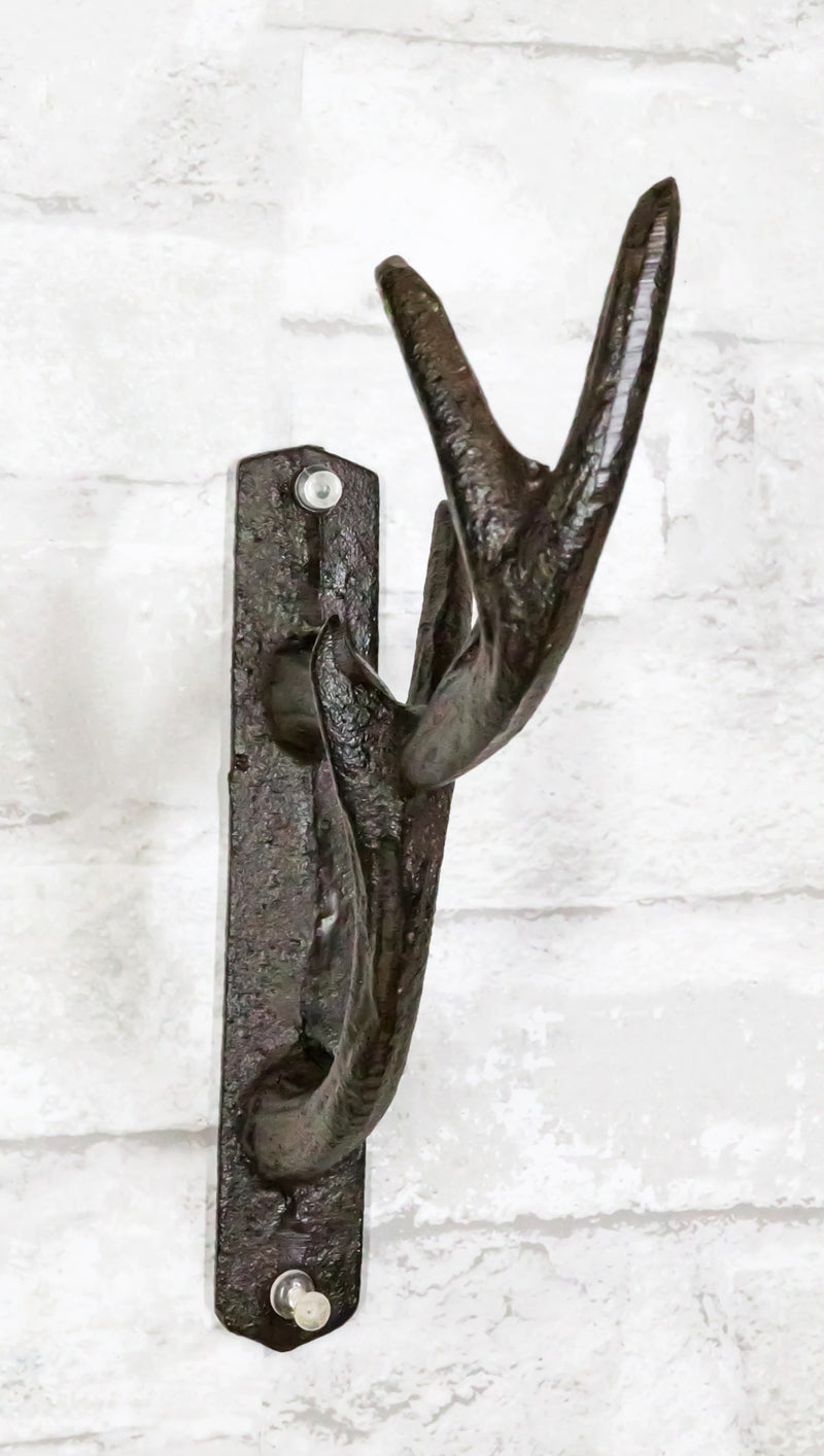 Cast Iron Vintage Western Rustic Stag Deer Antlers Multi Point Wall Hook Hanger