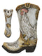 Rustic Country Rooster With Floral Blossoms Spring Time Cowboy Boot Money Bank