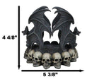 Gothic Cathedric Twin Bats On Graveyard of Skulls Candle Or Wine Bottle Holder