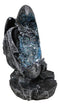 Gothic Dragon Guarding Crescent Moon with Faux Geode LED Crystals Figurine