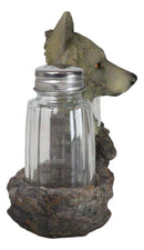 Grey Wolf Head By Woodlands Forest Glass Salt & Pepper Shakers Holder Figurine