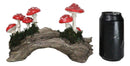 Enchanted Fairy Garden Toadstool Mushrooms Forest On Moss Tree Log Figurine