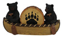 Rustic Forest Black Bears Rowing in Canoe Boat Bear Paw Tree Ring Coaster Set