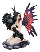 Large Gothic Fairy Goddess Artemis Holding Black Wolf Home Decor Figurine 13"H