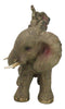 Safari Savanna Whimsical Elephant Father And 2 Calves On Piggyback Figurine 5"H