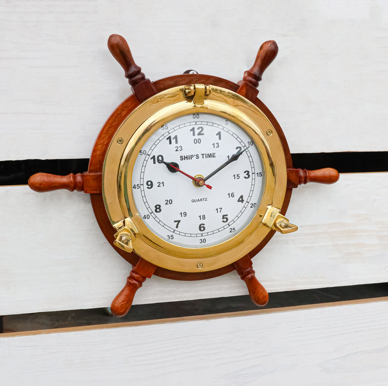 Desk clock porthole - brass - Nautic-Gifts