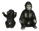 Jungle Rainforest Wildlife Gorilla Ape And Baby Ceramic Salt And Pepper Shakers