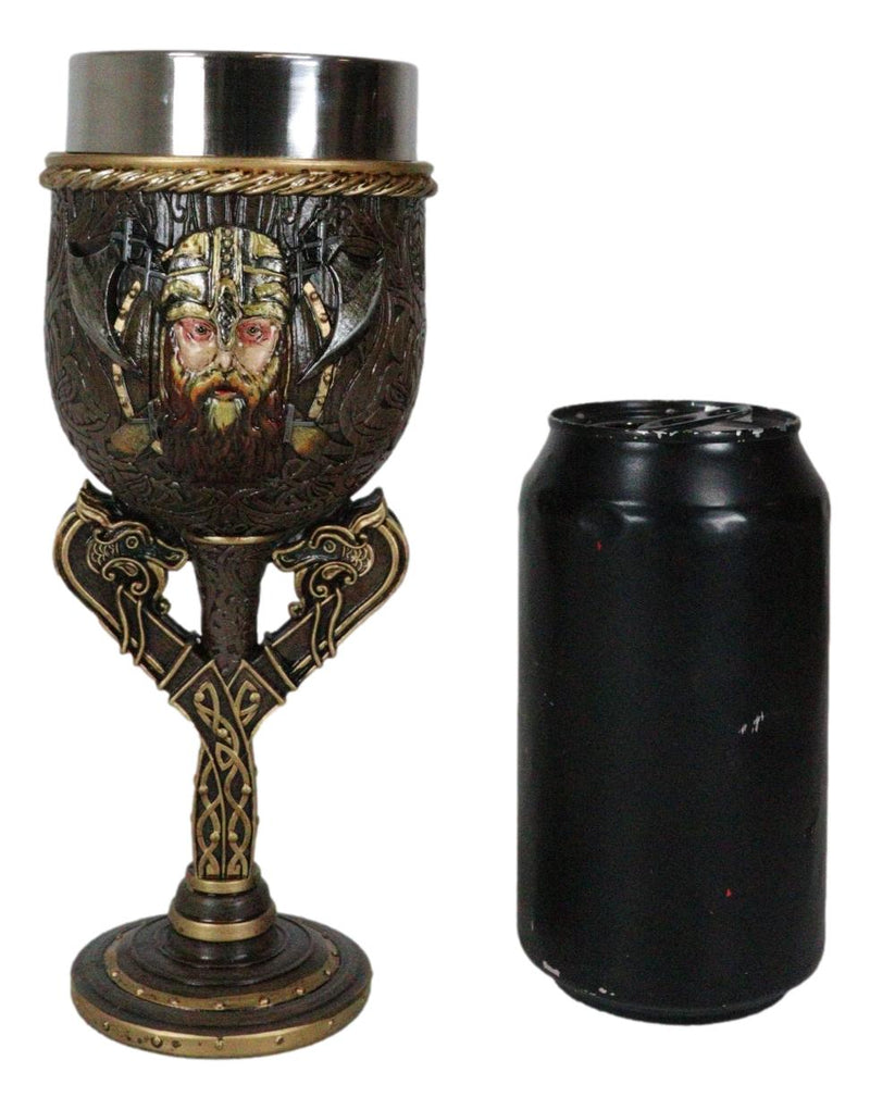 Viking Berserker Warrior Wine Goblet Chalice With Dragon Longship Boat Stem