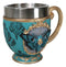 Wicca Turquoise Cameo Golden Lace Scroll Butterfly Moth Skull Tea Cup Mug