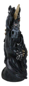 Macabre Black Dark Unicorn Horse With Skeleton Bones And Skulls Bust Figurine