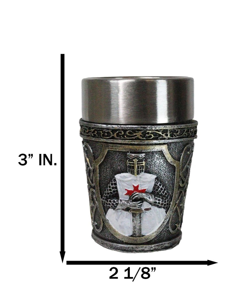 Pack of 4 White Cloak Medieval Templar Crusader Knight Shot Glasses Set of 4