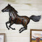 Rustic Western Wild Running Horse Decorative Metal Wall Sculpture Relief 24"L