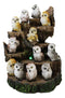 Forest Tree Steppes LED Display Stand With 12 Colorful Miniature Owls Figurines