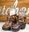 Rustic Cowgirl Turquoise Flowers Stars Double Boots Salt Pepper Shakers Holder