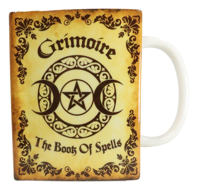 Yellow Grimoire Book of Spells Triple Moon Arcane Arts Ceramic Boxy Square Mug