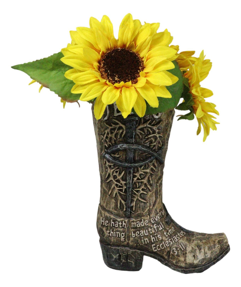 Western Spike Nail Ichthys Fish Crown Of Thorns Jesus Cowboy Boot Vase Holder