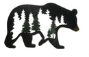 Rustic Black Bear With Pine Trees Forest Silhouette Cutout Wooden Wall Decor