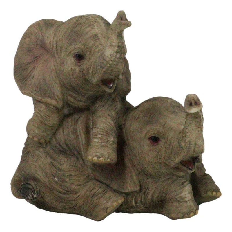 Jungle Frolic Safari Savanna Elephant Baby Calves Playing Together Figurine