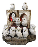 12 Mini Snow White Owls On Pentagram Spell Books With Secret Caverns LED Display