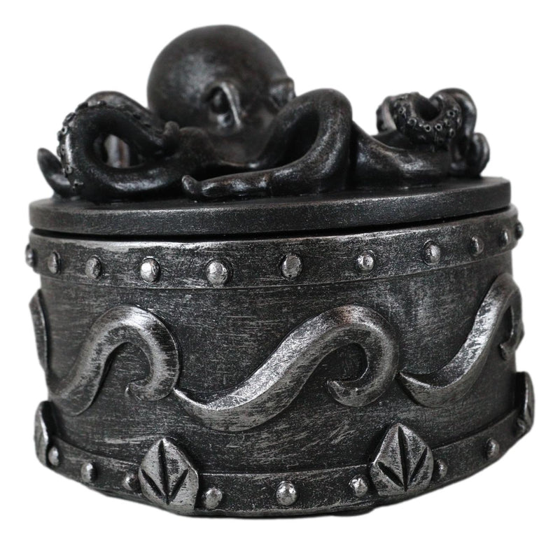 Faux Pewter Nautical Marine Octopus Keeper Of The Seas Decorative Box Figurine