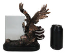 Patriotic American Bald Eagle Perching On Flag Photo Frame Bronze Resin Figurine