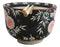 Black Blossoms Floral Design Large 24Oz Donburi Ramen Bowl With Chopsticks Set