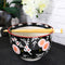 Black Blossoms Floral Design Large 24Oz Donburi Ramen Bowl With Chopsticks Set