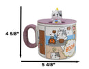 Whimsical Kitty Cat With Kung Fu Diary Cartoon Ceramic Mug With Silicone Lid