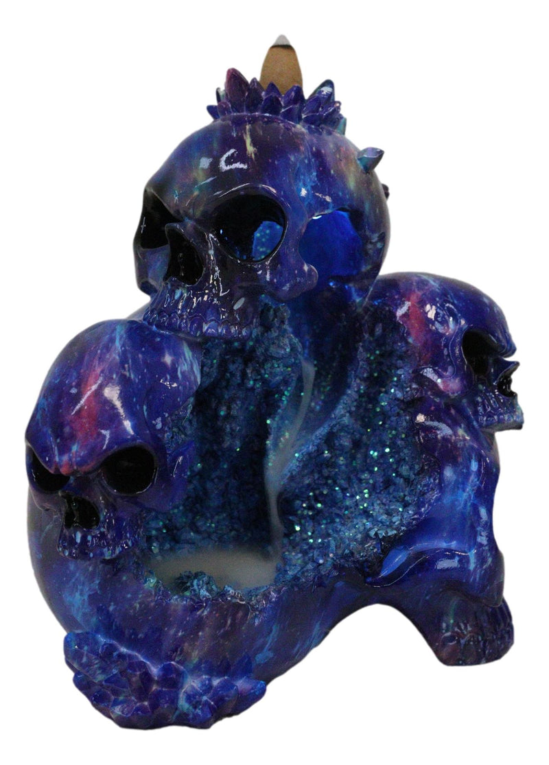 Blue Gothic 3 Ghastly Skulls LED Death Mountain Cavern Backflow Incense Burner