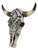 Western Tribal Aztec Vector Tattoo Patterns Horned Cow Skull Wall Decor Plaque