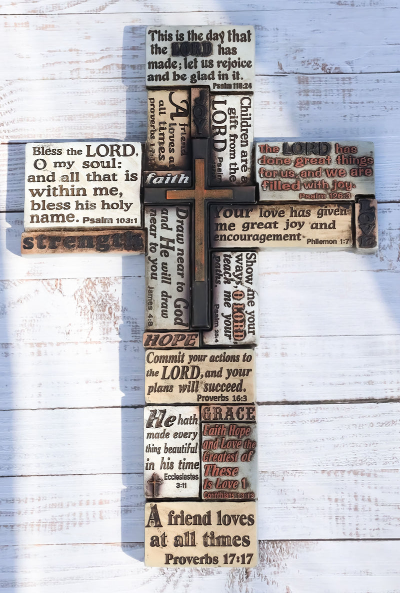 Large Inspirational Strength Faith Love Hope Christian Bible Verses Wall Cross