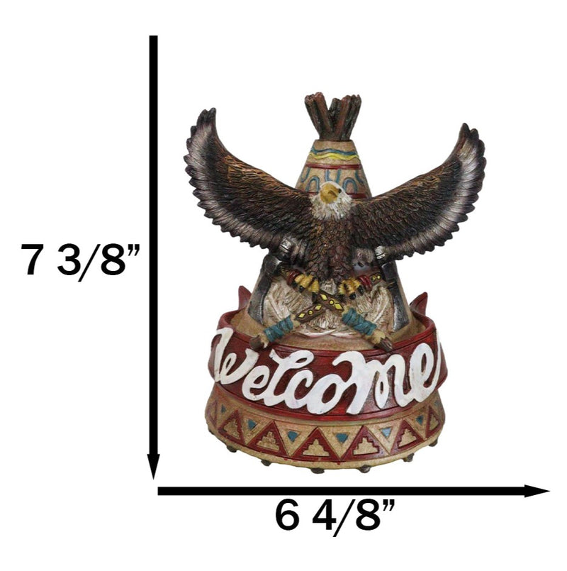 Rustic Southwestern Tribal Indian Teepee Hut Eagle Money Piggy Bank Figurine