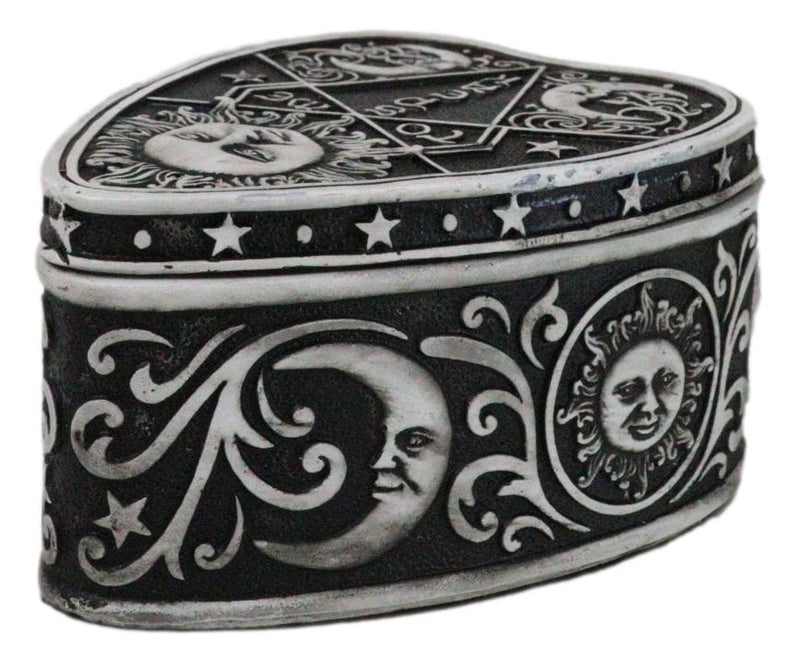 Heart Shaped Tarot Fortune Teller Wicca Divination Sun Moon Stars Trinket Box