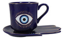 Blue Evil Eye Of Providence Hamsa Palmistry Hand Palm Mug Cup With Saucer Set