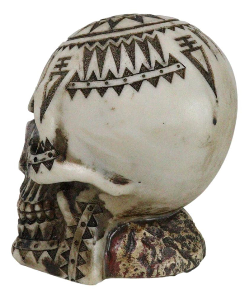 Southwestern Exotic Tribal Maori Tattoo Skull Money Coin Piggy Bank Figurine