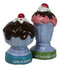 Dessert Ice Cream Fudge Sundae With Cherries Ceramic Salt and Pepper Shaker Set