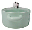 Green Curious Panda Bear Donburi Ramen Soup Bowl With Glass Lid And Handles