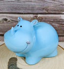 Whimsical Pastel Blue Pachyderm Rhino Money Coin Savings Piggy Bank Figurine