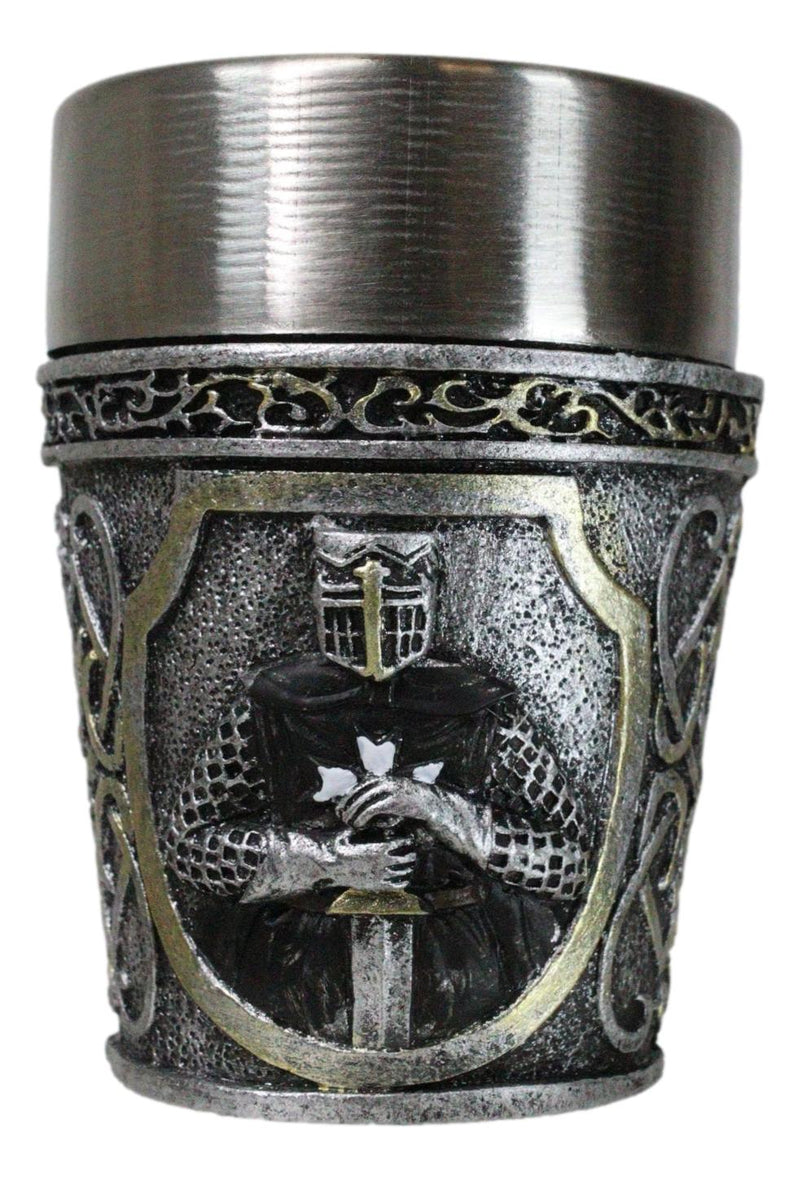 Pack of 4 Black Cloak Medieval Templar Crusader Knight Shot Glasses Set of 4