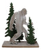 Myth Legend Sasquatch Big Foot by Pine Trees Wooden Silhouette Cutout Sculpture