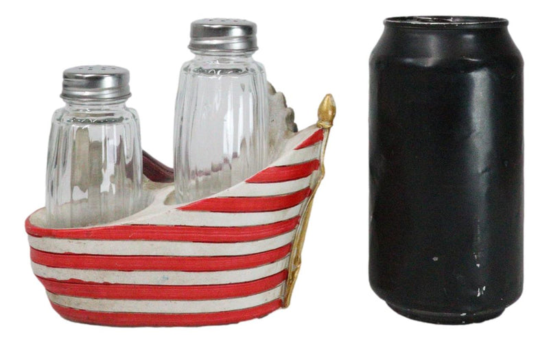 Patriotic Star Spangled Banner US Flag Bald Eagle Salt And Pepper Shakers Holder