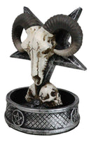 Gothic Ram Skull Inverted Pentagram On Skulls Grave Backflow Incense Cone Burner