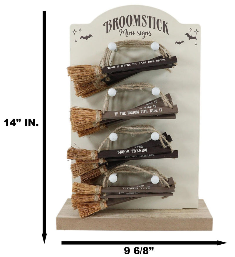 Witchcraft Witch Broomsticks Funny Signs Pack Of 24 With MDF Display Board Stand