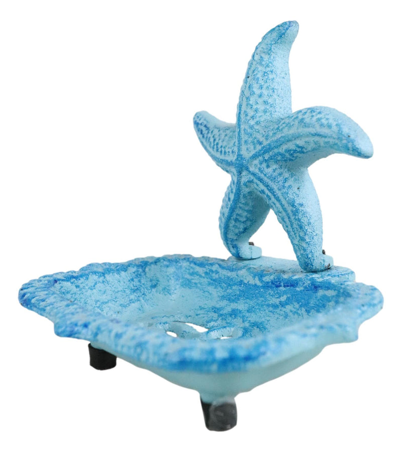 Cast Iron Marine Ocean Coastal Rustic Blue Starfish Sea Star Soap Dish Figurine